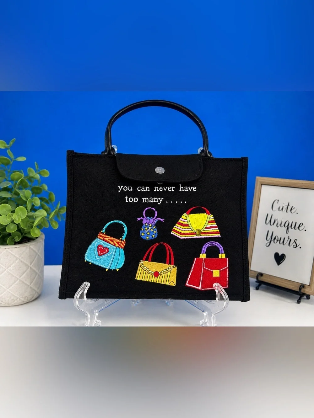 Fun and playful Girlfriend brand purse featuring colorful embroidered handbag